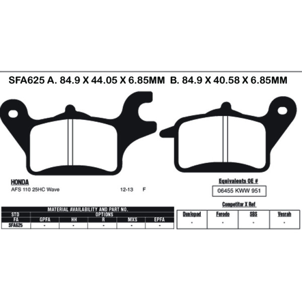 EBC EBC Brake Pads SFA625
